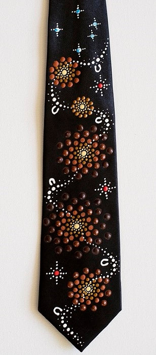 All One Country - Ajarku Muruu Hand Painted Thick Silk Tie Brown