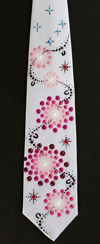 All One Country - Ajarku Muruu Hand Painted Thick Silk Tie Pink.