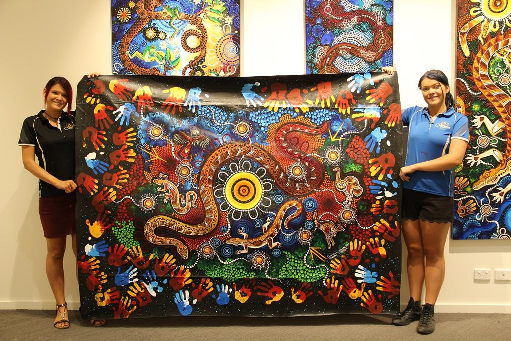 Chern'ee and Brooke hold painting workshops in Mount Isa