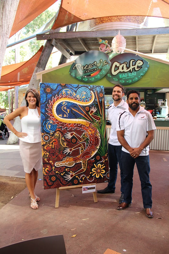 Chern'ee donates painting to the Preston Campbell Foundation.