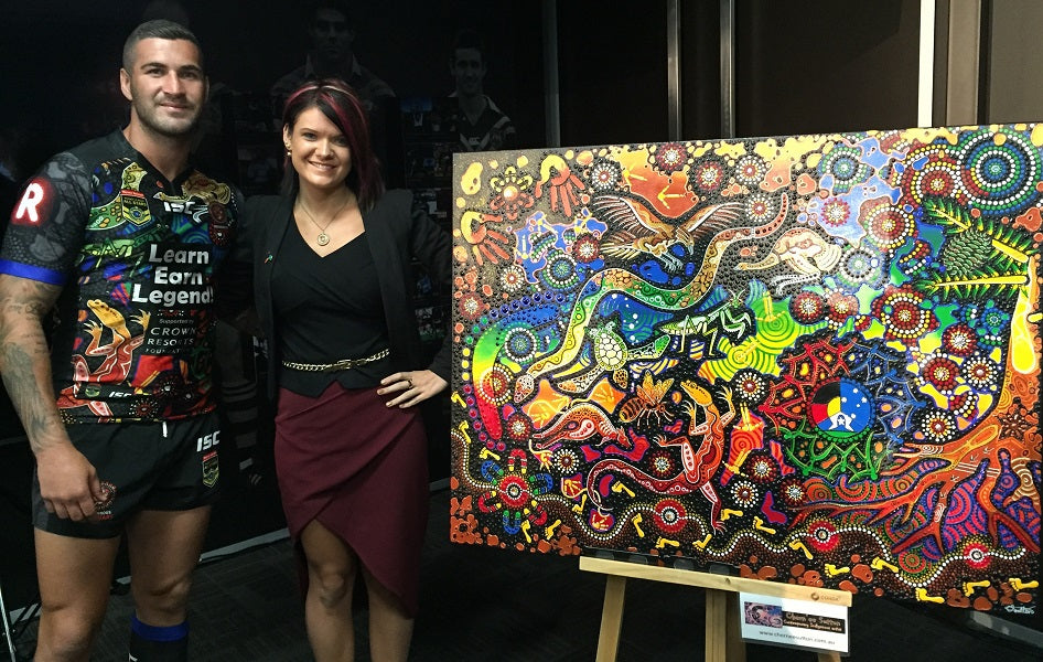 Chern'ee's Artworks Used on the Indigenous All Stars Men's and Women's Jerseys