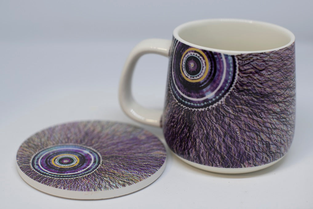 Grass Weaving Porcelain Mug & Coaster Set