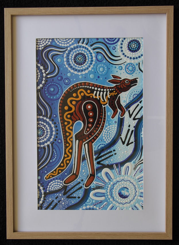 Matjumpa - Kangaroo Framed X-Large Canvas Painting