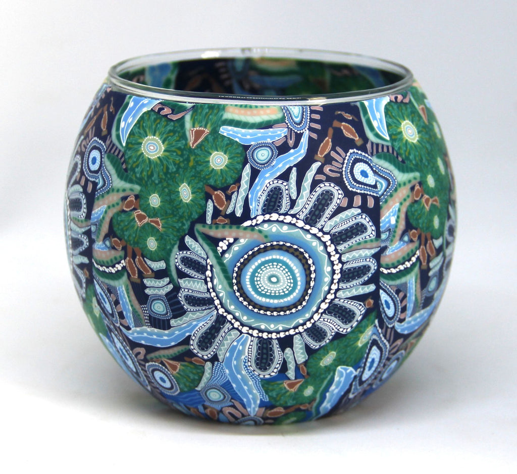 Large Bush Medicine Tealight Holder - Blue