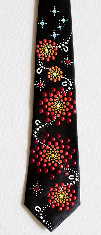 All One Country - Ajarku Muruu Hand Painted Thick Silk Tie Red