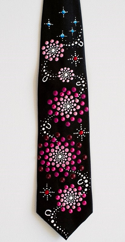 All One Country - Ajarku Muruu Hand Painted Thick Silk Tie Pink