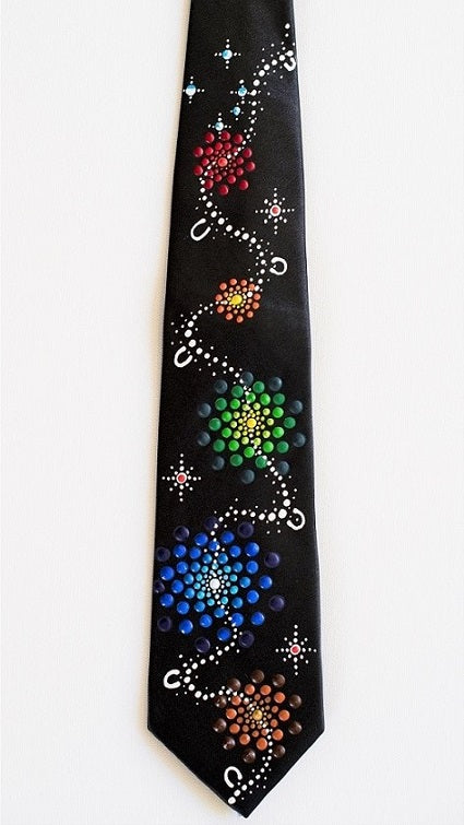All One Country - Ajarku Muruu Hand Painted Thick Silk Tie Multi-Coloured