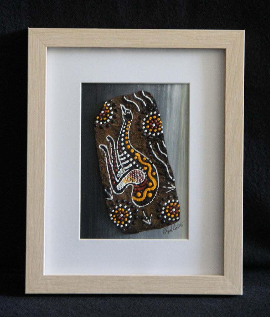 Framed Bark Canvas - Utinat - Emu Framed Artwork