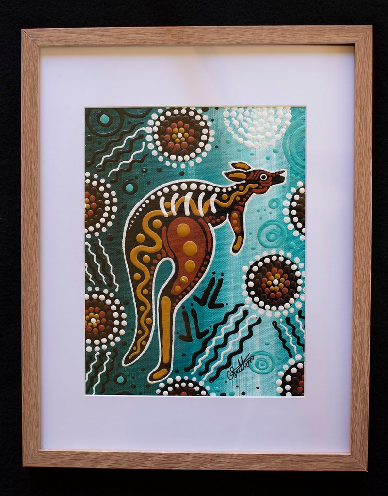 Matjumpa - Kangaroo Framed Canvas Painting