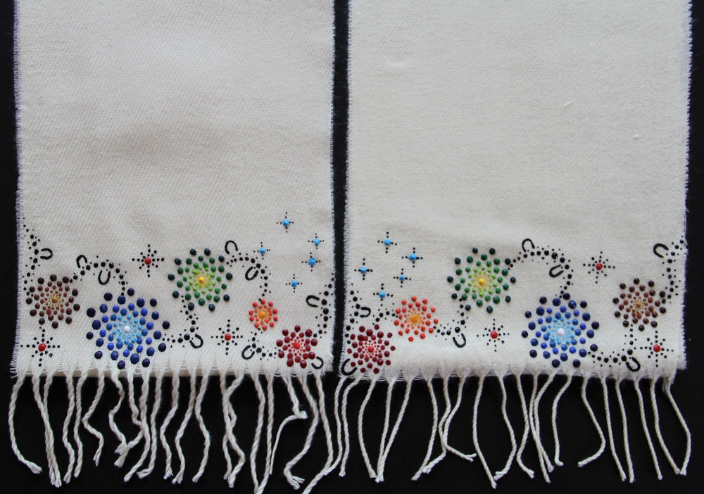 All One Country Hand Painted White Scarf