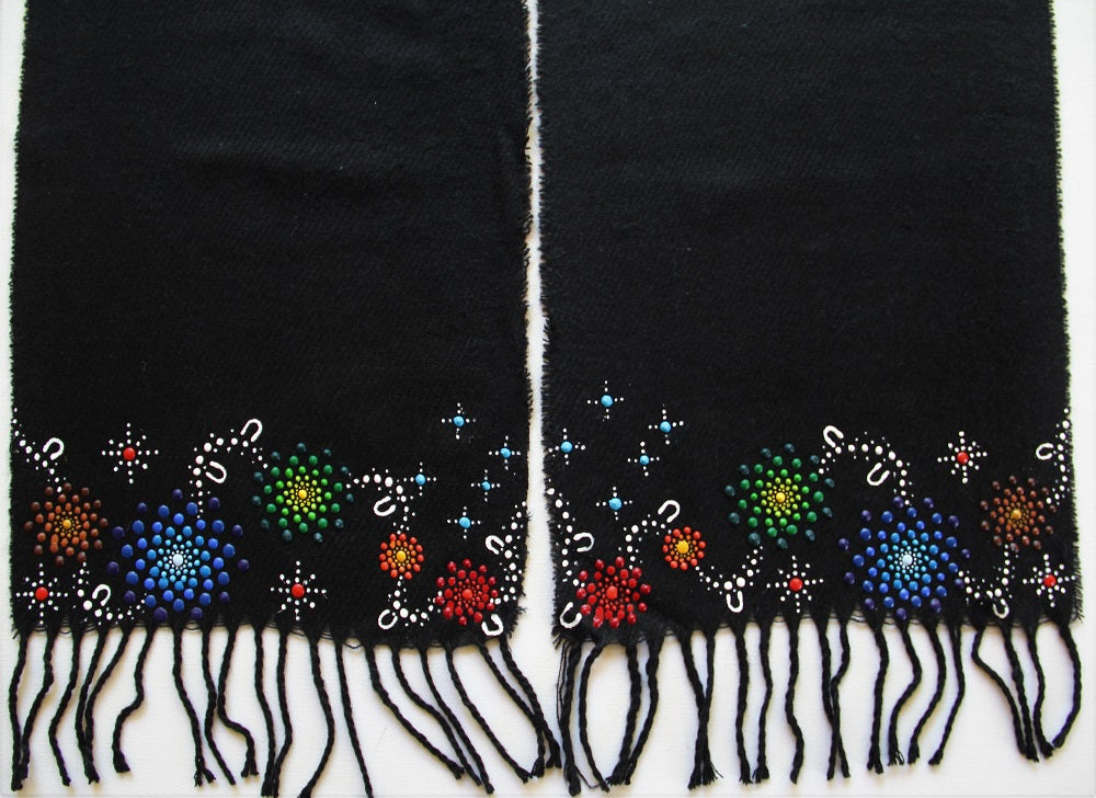 All One Country Hand Painted Black Scarf