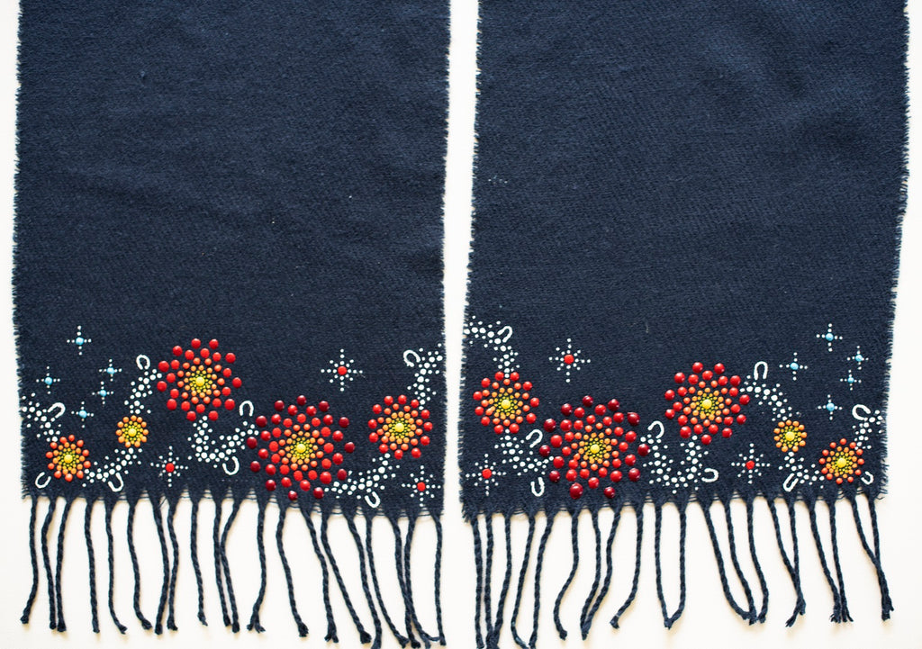 All One Country Hand Painted Navy Blue Scarf - Red